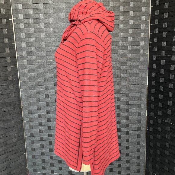 Peyton Jensen Women's Top Abby Hoodie Tunic Red/Black Stripes Size‎ S - Picture 2 of 7